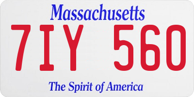 MA license plate 7IY560
