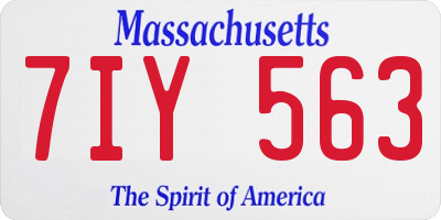 MA license plate 7IY563