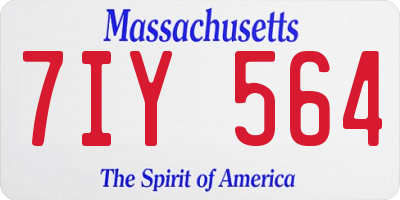 MA license plate 7IY564