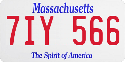 MA license plate 7IY566