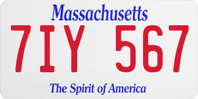 MA license plate 7IY567
