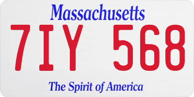 MA license plate 7IY568