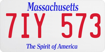 MA license plate 7IY573