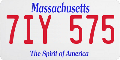 MA license plate 7IY575