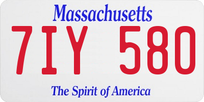 MA license plate 7IY580
