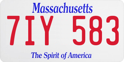 MA license plate 7IY583