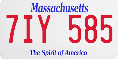 MA license plate 7IY585