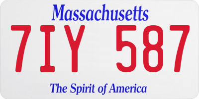 MA license plate 7IY587