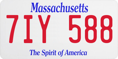 MA license plate 7IY588