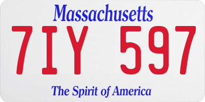 MA license plate 7IY597