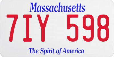 MA license plate 7IY598