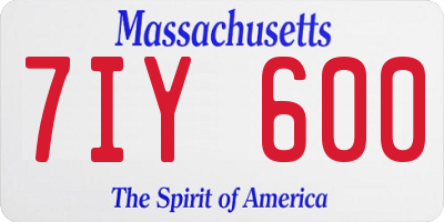 MA license plate 7IY600