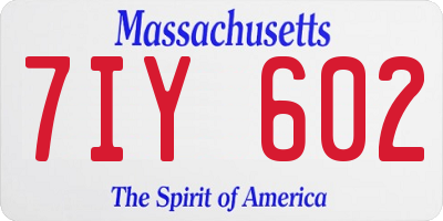 MA license plate 7IY602