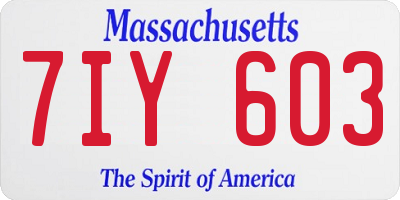 MA license plate 7IY603