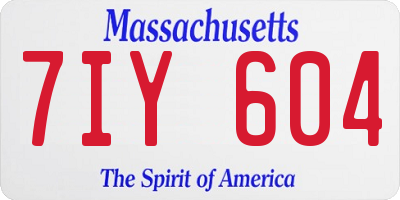 MA license plate 7IY604