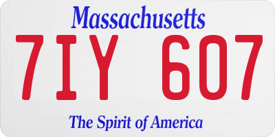 MA license plate 7IY607
