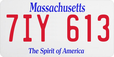 MA license plate 7IY613