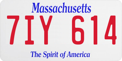 MA license plate 7IY614