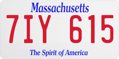 MA license plate 7IY615