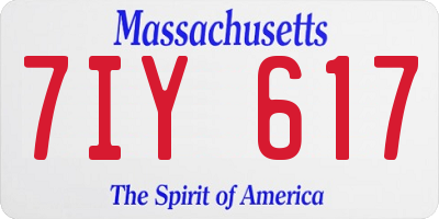 MA license plate 7IY617