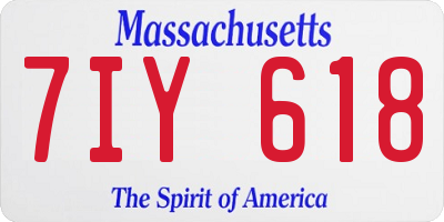 MA license plate 7IY618