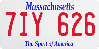 MA license plate 7IY626