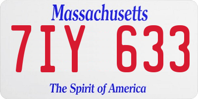 MA license plate 7IY633