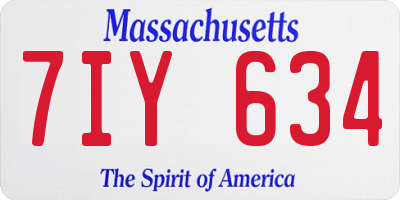 MA license plate 7IY634