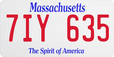 MA license plate 7IY635