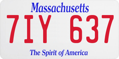 MA license plate 7IY637