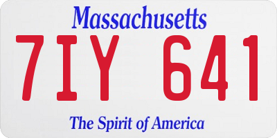 MA license plate 7IY641