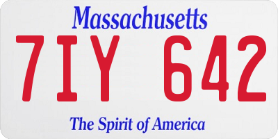 MA license plate 7IY642