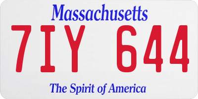 MA license plate 7IY644