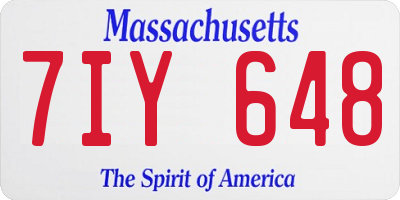 MA license plate 7IY648