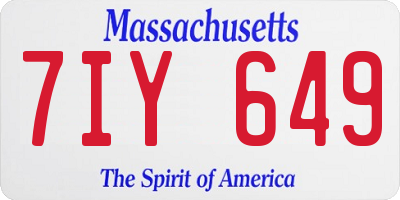 MA license plate 7IY649