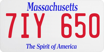MA license plate 7IY650