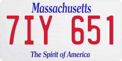MA license plate 7IY651