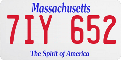 MA license plate 7IY652