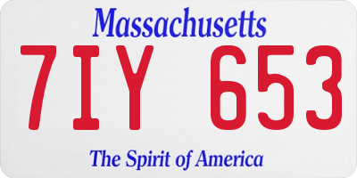 MA license plate 7IY653