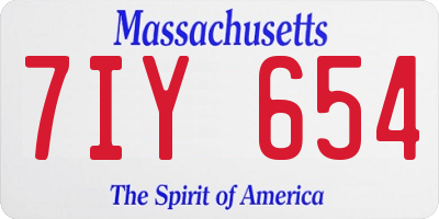 MA license plate 7IY654