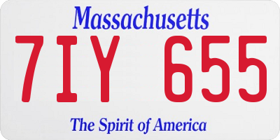 MA license plate 7IY655