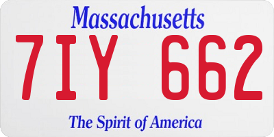 MA license plate 7IY662