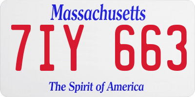 MA license plate 7IY663