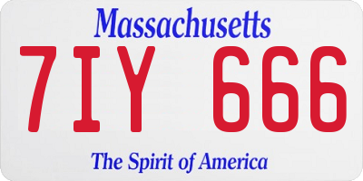 MA license plate 7IY666