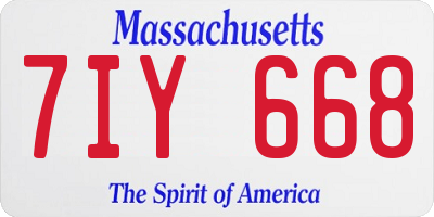 MA license plate 7IY668