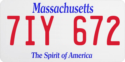 MA license plate 7IY672