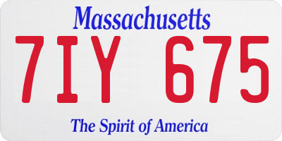MA license plate 7IY675