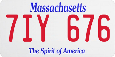 MA license plate 7IY676