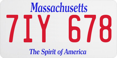 MA license plate 7IY678