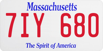 MA license plate 7IY680
